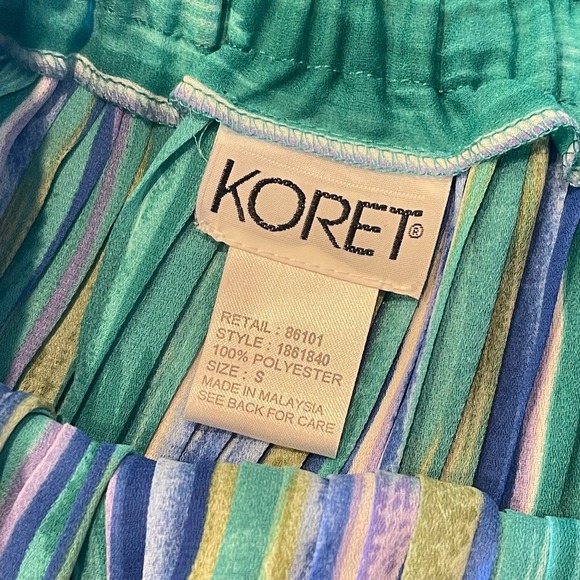 Vintage KORET Long Maxi Pleated Vertical Striped Skirt, Size SMALL - Picture 6 of 9